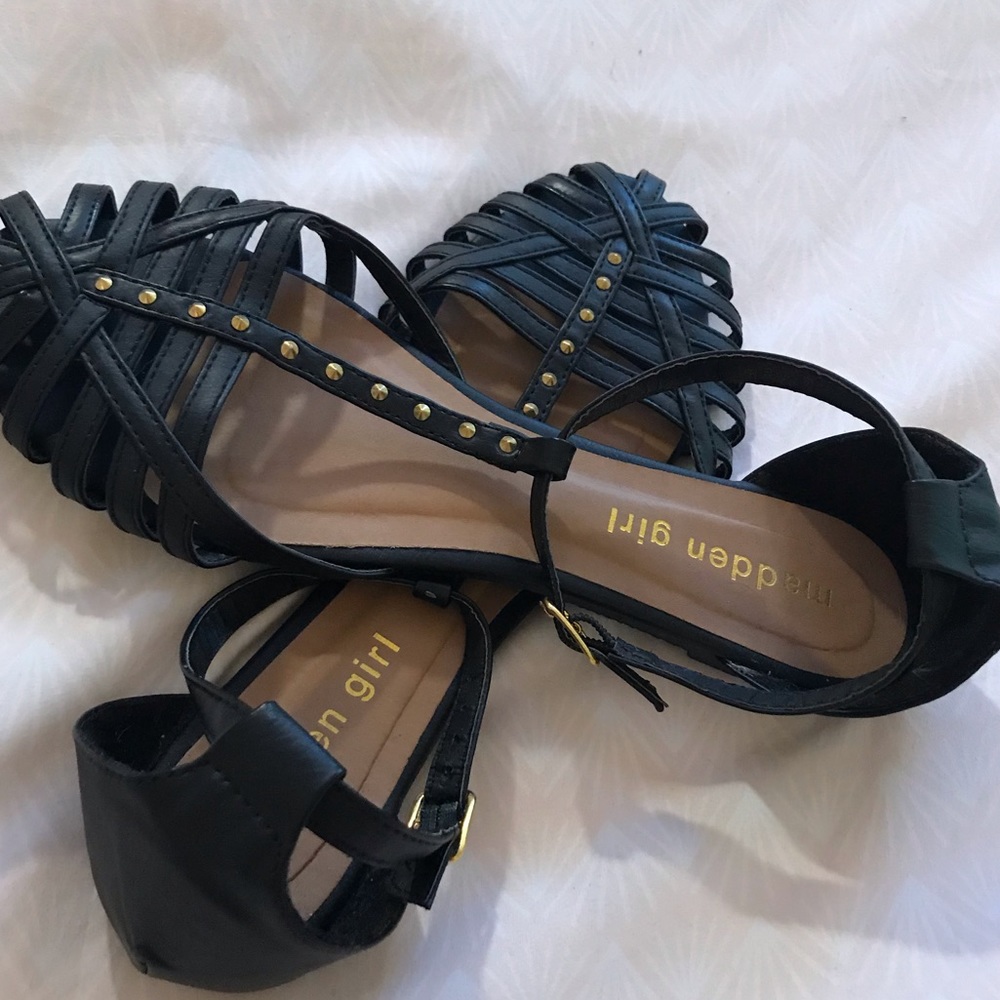 Madden Girl Closed Toe Sandals Flat Black Studded